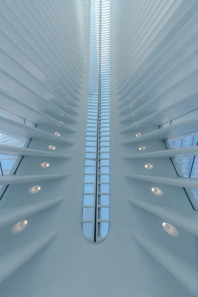 Artificial intelligence patents, image of building with white and blue ceiling