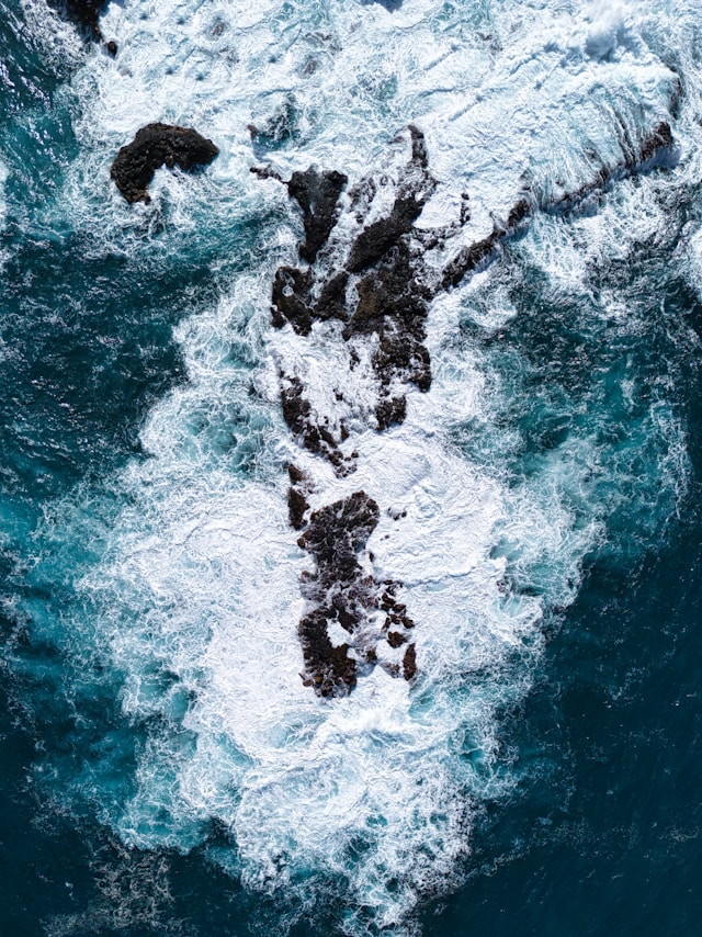 IP administration case studies, image of water crashing on rocks