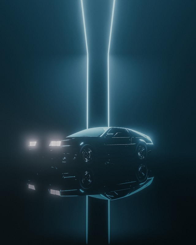 Innovation in quantum sensing technologies, image of autonomous vehicle, blue light