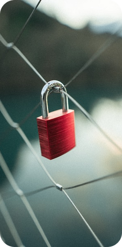Co-innovation knowledge management solution innosabi Partner and Tech padlock on a fence