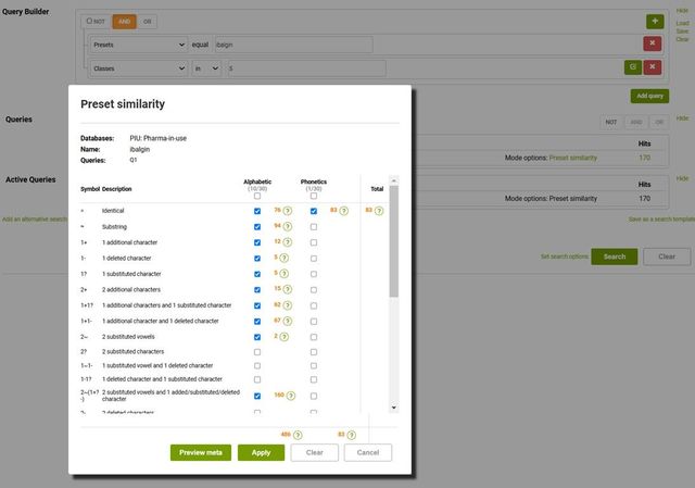 Boolean search for pharma