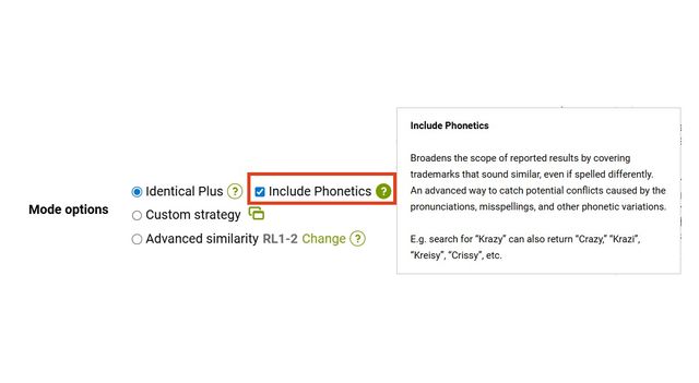 Identical plus search mode with phonetical matches