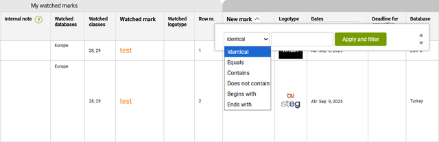 Updated TM name filter for Watch reports