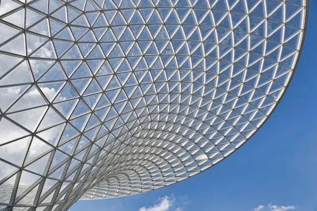 Trademark screening, image of geometric dome against blue sky
